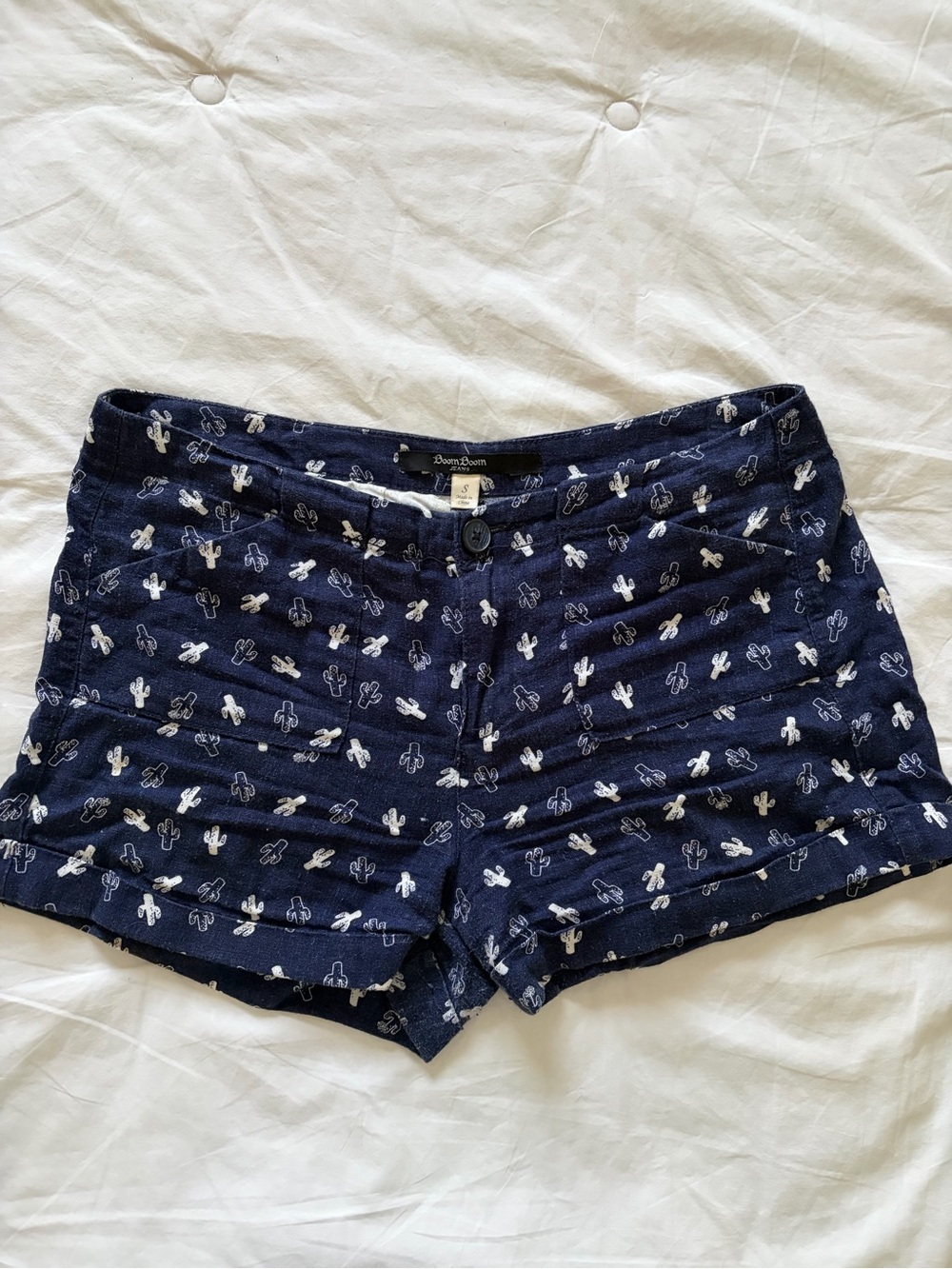 Linen-blend Cactus Print Shorts